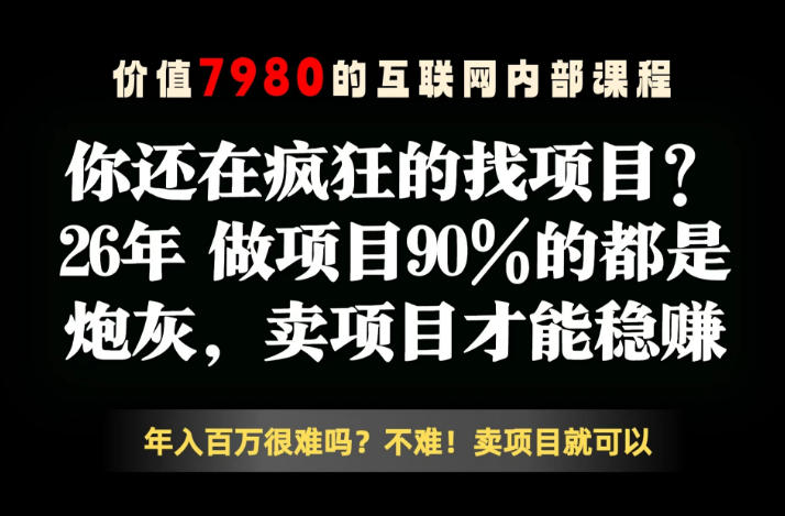 26年请不要疯狂的找项目了，卖项目远比你想象的暴利，你也可以月入10W+【揭秘】祝你网--专注互联网创业.信息差副业研究拒绝割韭菜祝你网