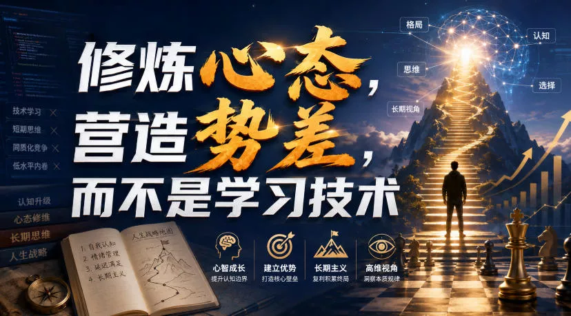 付费文章:修炼心态,营造势差,而不是学习技术祝你网--专注互联网创业.信息差副业研究拒绝割韭菜祝你网
