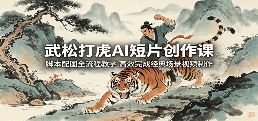 b4609b7025faeb9836d2401f20febbe6.jpeg 武松打虎AI短片创作课:脚本配图全流程教学,高效完成经典场景视频制作