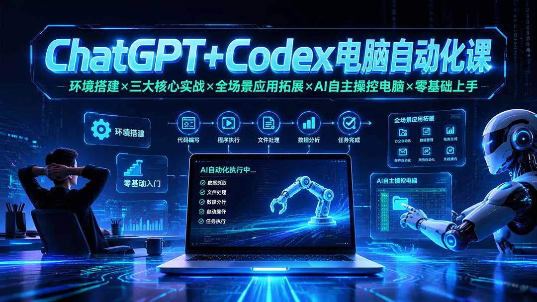 ChatGPT+Codex电脑自动化课：环境搭建×三大核心实战×全场景应用拓展×AI自主操控电脑×零基础上手祝你网--专注互联网创业.信息差副业研究拒绝割韭菜祝你网