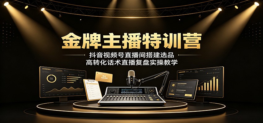金牌主播特训营：抖音视频号直播间搭建选品，高转化话术直播复盘实操教学祝你网--专注互联网创业.信息差副业研究拒绝割韭菜祝你网