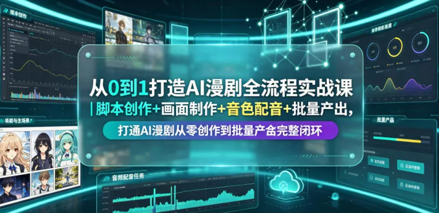 b63ac49dcb5623f2be68f9d483cefe5e.webp 从0到1打造AI漫剧全流程实战课|脚本创作+画面制作+音色配音+批量产出,打通AI漫剧从零创作到批量量产完整闭环
