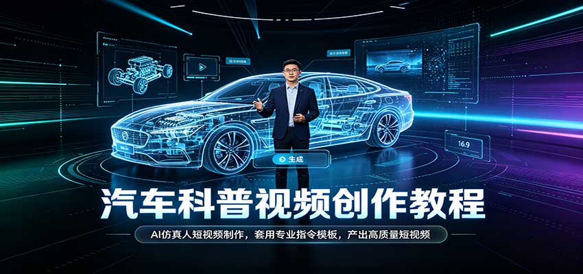 汽车科普视频创作教程:AI仿真人短视频制作,套用专业指令模板,产出高质量短视频祝你网--专注互联网创业.信息差副业研究拒绝割韭菜祝你网
