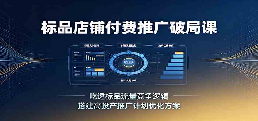 标品店铺付费推广破局课:吃透标品流量竞争逻辑,搭建高投产推广计划优化方案祝你网--专注互联网创业.信息差副业研究拒绝割韭菜祝你网