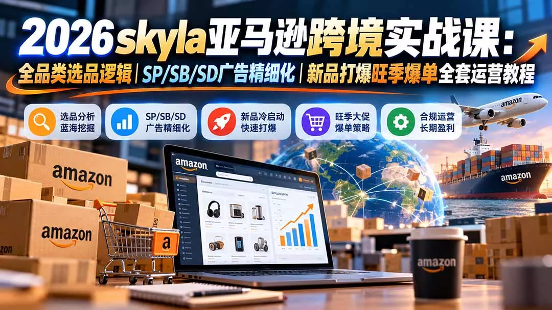 skyla亚马逊跨境实战课-更新1019:全品类选品逻辑|SP/SB/SD广告精细化|新品打爆旺季爆单全套运营教程祝你网--专注互联网创业.信息差副业研究拒绝割韭菜祝你网