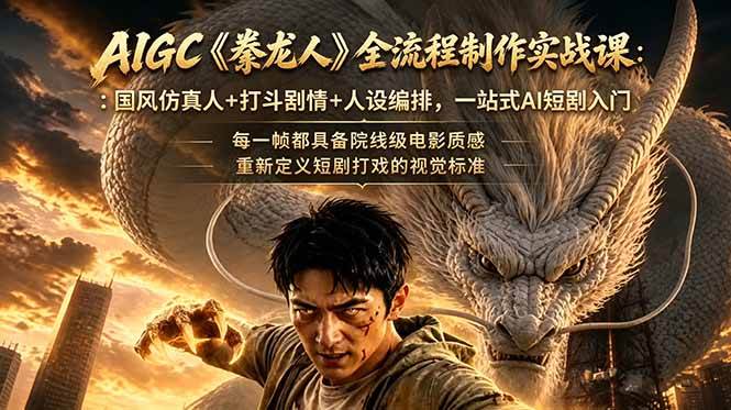 （18849期）AIGC《豢龙人》全流程制作实战课：国风仿真人+打斗剧情+人设编排，一站式AI短剧入门祝你网--专注互联网创业.信息差副业研究拒绝割韭菜祝你网