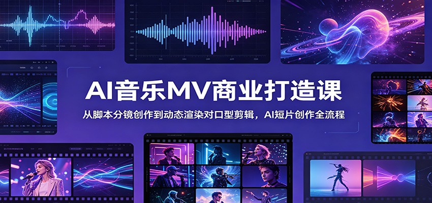 b8ec5add165743b905c4d4b5adc1bbb3.jpeg AI音乐MV商业打造课:从脚本分镜创作到动态渲染对口型剪辑,AI短片创作全流程