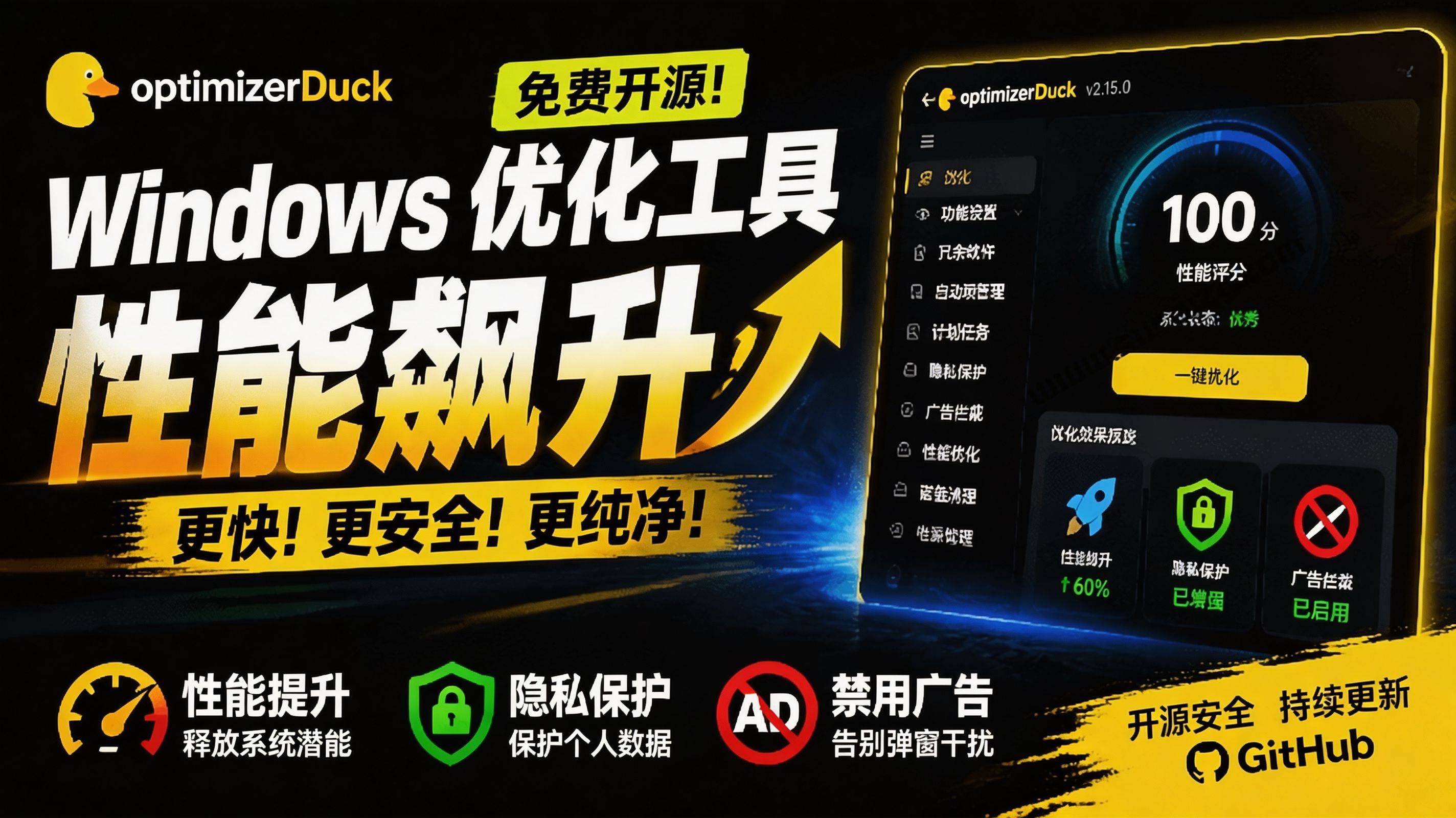 b90af9024dfd1cbef1f7819f30190d86.jpeg (19639期)让Windows更纯净、透明、强大的优化工具!免费开源,主打性能提升、功能设置与磁盘清理 OptimizerDuck