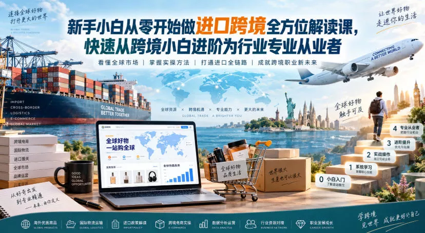 b99649290fee0e281d916b596914c264.webp 新手小白从零开始做进口跨境全方位解读课,快速从跨境小白进阶为行业专业从业者