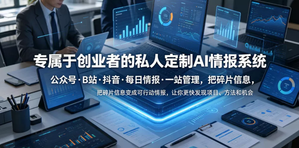 专属于创业者的私人定制AI情报系统,公众号·B站·抖音·每日情报·一站管理,把碎片信息变成可行动情报,让你更快发现项目、方法和机会祝你网--专注互联网创业.信息差副业研究拒绝割韭菜祝你网