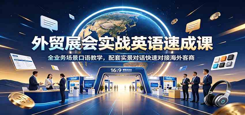 外贸展会实战英语速成课：全业务场景口语教学，配套实景对话快速对接海外客商祝你网--专注互联网创业.信息差副业研究拒绝割韭菜祝你网