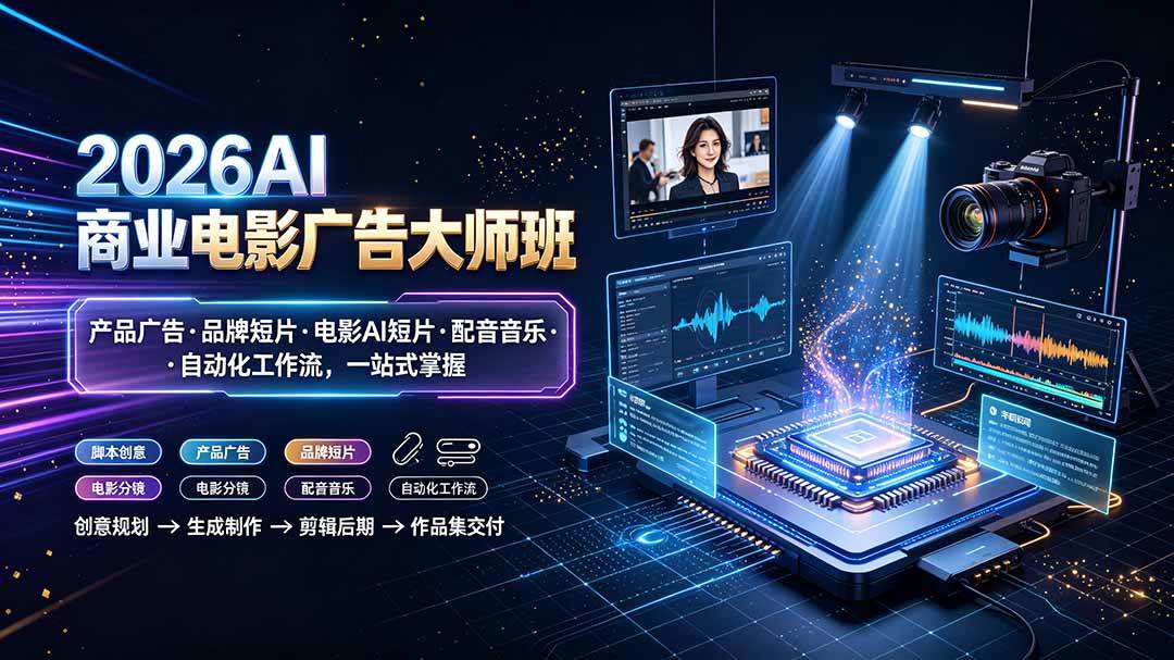 （19303期）2026AI商业电影广告大师班：产品广告·品牌短片·电影AI短片·配音音乐·自动化工作流，一站式掌握祝你网--专注互联网创业.信息差副业研究拒绝割韭菜祝你网