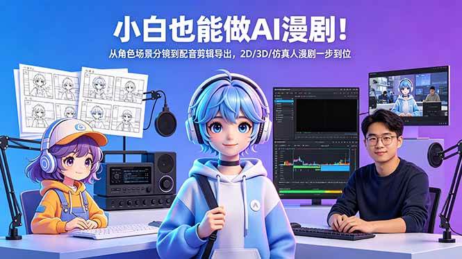 （18343期）小白也能做AI漫剧！从角色场景分镜到配音剪辑导出，2D/3D/仿真人漫剧一步到位祝你网--专注互联网创业.信息差副业研究拒绝割韭菜祝你网