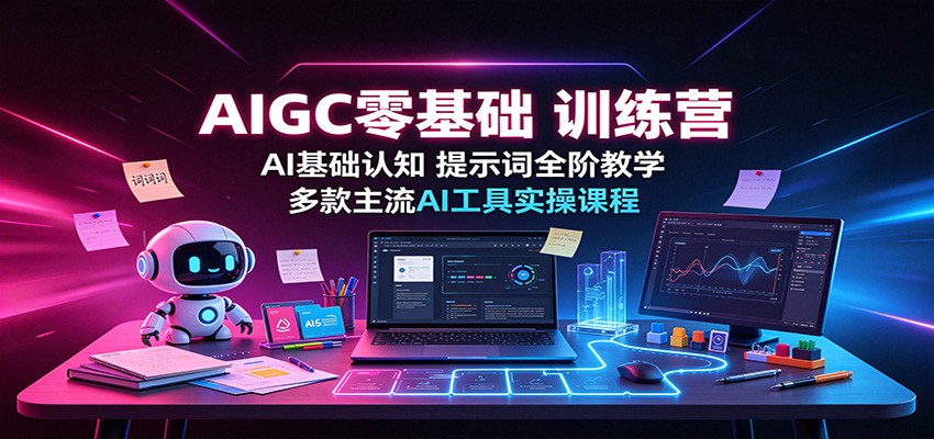 AIGC零基础训练营：AI基础认知，提示词全阶教学，多款主流AI工具实操课程祝你网--专注互联网创业.信息差副业研究拒绝割韭菜祝你网