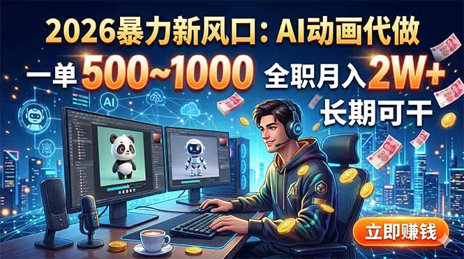 bb4cf43dd24193cdc6fec997e5375436.webp 2026暴力新风口:AI动画代做,一单500~1000,全职月入2W+,长期可干