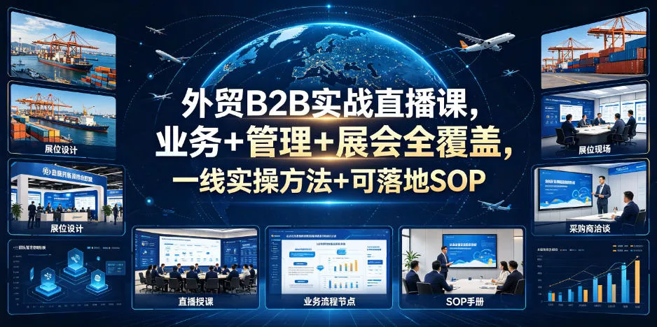 bb885df0daee7cc68310e4325b990bb3.webp 外贸B2B实战直播课,业务+管理+展会全覆盖,一线实操方法+可落地SOP