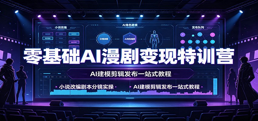 零基础AI漫剧变现特训营:小说改编剧本分镜实操,AI建模剪辑发布一站式教程祝你网--专注互联网创业.信息差副业研究拒绝割韭菜祝你网