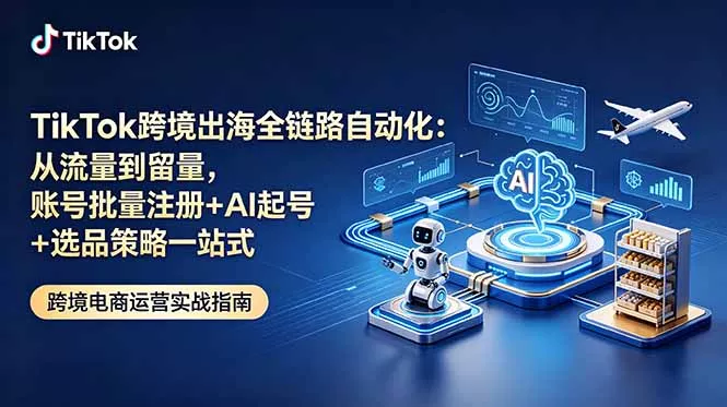 bc95588b82199e2b81a2625f825425eb.webp TikTok跨境出海全链路自动化:从流量到留量,账号批量注册+AI起号+选品策略一站式