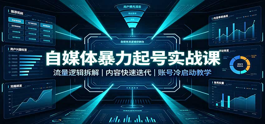bcafecf2f0dcb3e2b021890cc7a9c1f1.jpeg 自媒体暴力起号实战课:流量逻辑拆解,内容快速迭代,账号冷启动教学