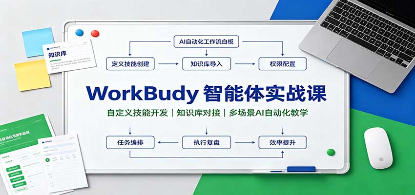WorkBuddy智能体实战课：自定义技能开发，知识库对接，多场景AI自动化教学祝你网--专注互联网创业.信息差副业研究拒绝割韭菜祝你网
