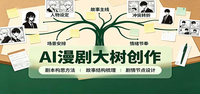 be0d41427dca5569c1c6447dbbe8bfc5.jpeg AI漫剧大树创作:剧本构思课程讲解,软件插件配置,配套工具资料完整梳理