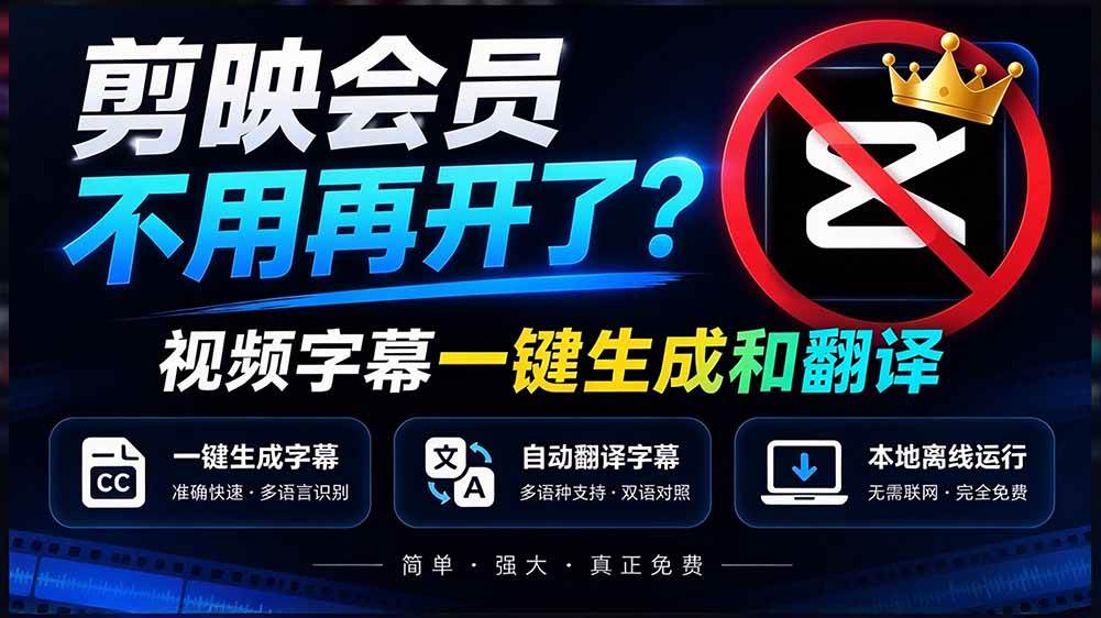 be25e97a4d8e32a6fb5a965dfd560894.jpeg (20728期)剪映会员不用再开了?视频字幕一键生成加翻译,本地离线运行,完全免费,超快速高精度,字幕大师