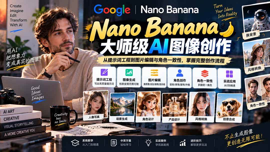 be78e006456a3fbca785fb771ac041ad.jpeg (20609期)【无水印】Nano Banana大师级AI图像实战课:从提示词工程到图片编辑与角色一致性,掌握完整创作流程