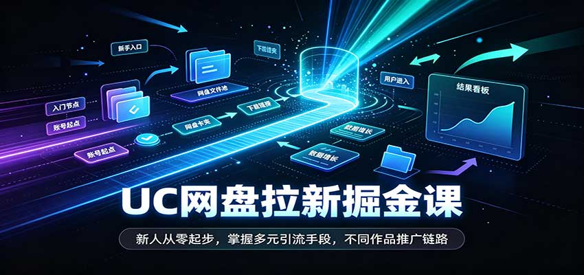 UC网盘拉新掘金课:新人从零起步,掌握多元引流手段,不同作品推广链路祝你网--专注互联网创业.信息差副业研究拒绝割韭菜祝你网