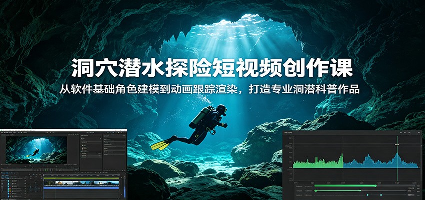 bf24b1cddfdcac9dcd372582e57f3b09.jpeg 洞穴潜水探险短视频创作课:从软件基础角色建模到动画跟踪渲染,打造专业洞潜科普作品