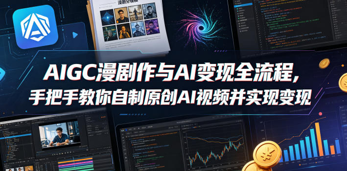 AIGC漫剧创作与AI变现全流程，手把手教你自制原创AI视频并实现变现（更新0516）祝你网--专注互联网创业.信息差副业研究拒绝割韭菜祝你网