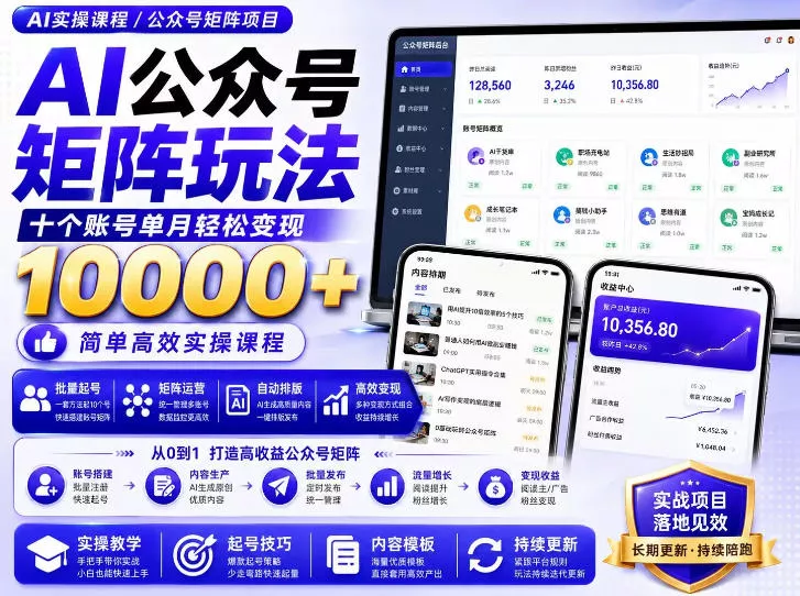 AI公众号矩阵实操玩法：内含价值399的提示词，三分钟一篇爆款文章，支持矩阵多账号运营祝你网--专注互联网创业.信息差副业研究拒绝割韭菜祝你网