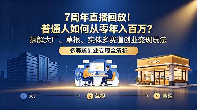 (18894期)7周年直播回放!普通人如何从零年入百万?拆解大厂、草根、实体多赛道创业变现玩法祝你网--专注互联网创业.信息差副业研究拒绝割韭菜祝你网
