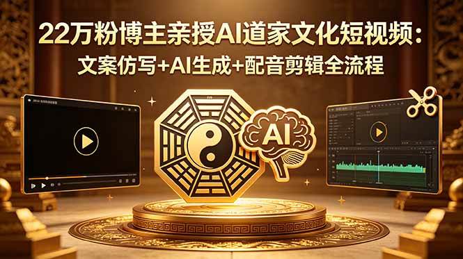 (18580期)22万粉博主亲授AI道家文化短视频:文案仿写+AI生成+配音剪辑全流程祝你网--专注互联网创业.信息差副业研究拒绝割韭菜祝你网