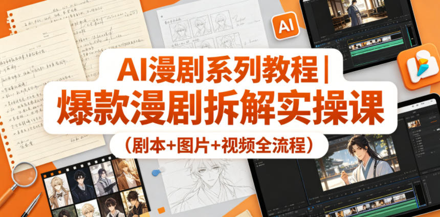 AI漫剧系列教程｜爆款漫剧拆解实操课（剧本+图片+视频全流程）祝你网--专注互联网创业.信息差副业研究拒绝割韭菜祝你网