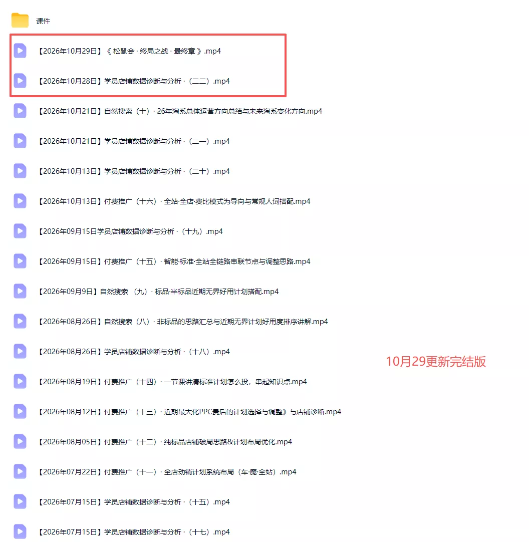 2026淘宝电商终局之战VIP课-更新1029：自然搜索+直通车+无界+精准人群，系统掌握测款动销与全店推广布局方法