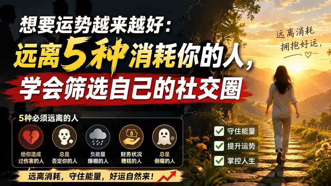 (19965期)付费文章:想要运势越来越好:远离5种消耗你的人,学会筛选自己的社交圈祝你网--专注互联网创业.信息差副业研究拒绝割韭菜祝你网