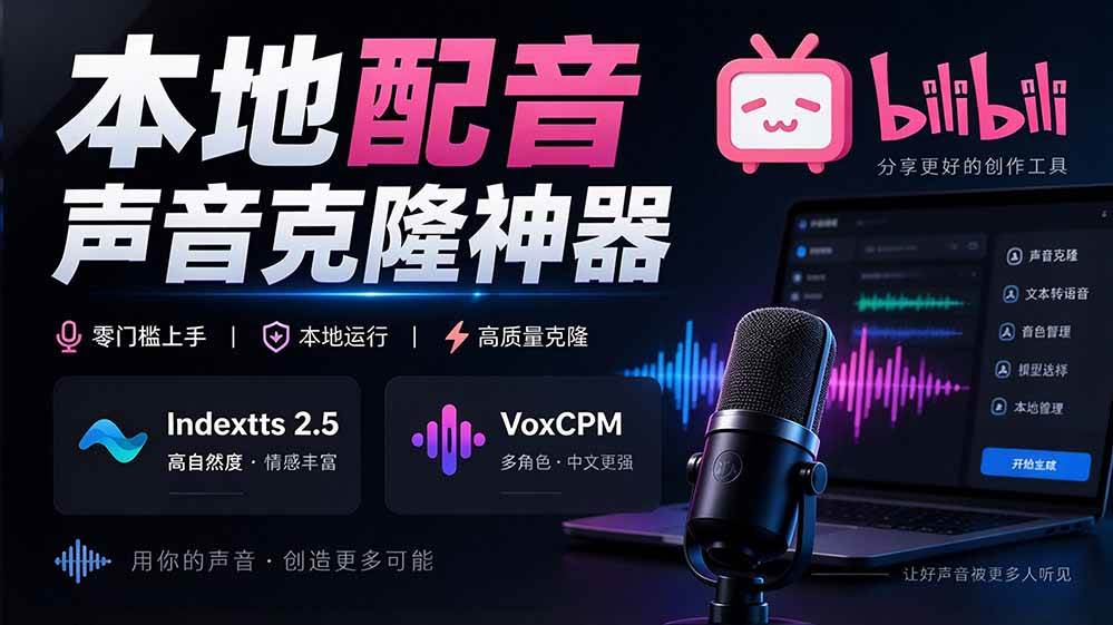c4dc17e5ec95dfe9a66845431d158d2f.jpeg (20727期)GitHub 最新开源宝藏项目!本地配音与声音克隆能力都齐了,支持Indextts 2.5和VoxCPM等模型 yovoice