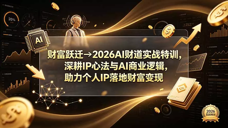 c4e82befa0c4d619dddd9b0a6e987673.webp 财富跃迁→2026AI财道实战特训,深耕IP心法与AI商业逻辑,助力个人IP落地财富变现