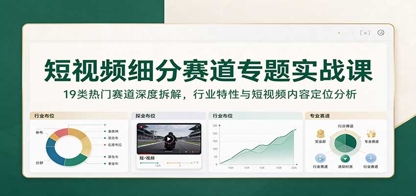 c6d27269c5416cd521d494068f4de132.jpeg 短视频细分赛道专题实战课:19类热门赛道深度拆解,行业特性与短视频内容定位分析
