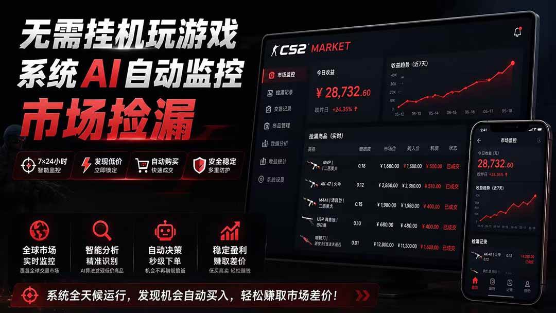 (19555期)系统AI自动监控市场捡漏,不用玩游戏|只需要一部手机|支持任何形式数据验证祝你网--专注互联网创业.信息差副业研究拒绝割韭菜祝你网
