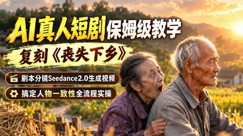 c77ec2ac4fc34362487929c5895d659c.webp AI真人短剧保姆级教学,复刻《丧失下乡》,剧本分镜Seedance2.0生成视频,搞定人物一致性全流程实操