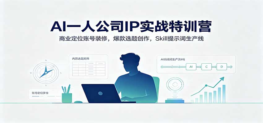 AI一人公司IP实战特训营：商业定位账号装修，爆款选题创作，Skill提示词生产线祝你网--专注互联网创业.信息差副业研究拒绝割韭菜祝你网