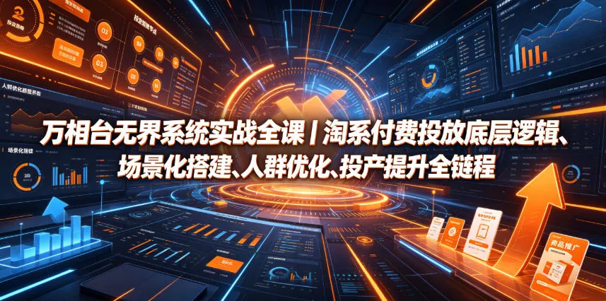 万相台无界系统实战全课|淘系付费投放底层逻辑、场景化搭建、人群优化、投产提升全链路运营教程祝你网--专注互联网创业.信息差副业研究拒绝割韭菜祝你网