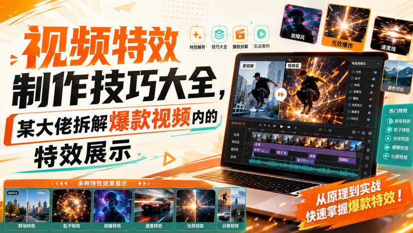 视频特效制作技巧大全，某大佬拆解爆款视频内的特效展示祝你网--专注互联网创业.信息差副业研究拒绝割韭菜祝你网