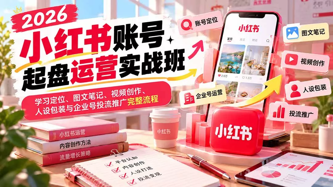 c9b30adf62241b63a9dba00afe40d19c.webp 2026小红书账号起盘运营实战班:学习定位、图文笔记、视频创作、人设包装与企业号投流推广完整流程