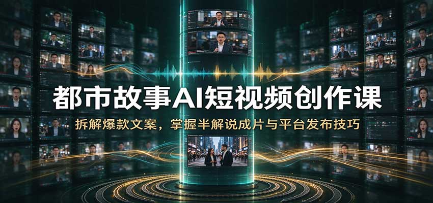 ca2591cceca88f6860d5551e9c86ebe2.jpeg 都市故事AI短视频创作课:拆解爆款文案,掌握半解说成片与平台发布技巧