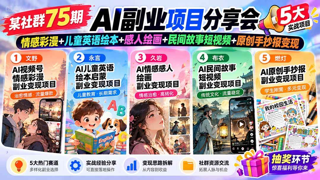 ca5e7d1f42d4d6c6e91c95f97a640e66.jpeg (20874期)某社群75期AI副业项目分享会:情感彩漫+儿童英语绘本+感人绘画+民间故事短视频+原创手抄报变现