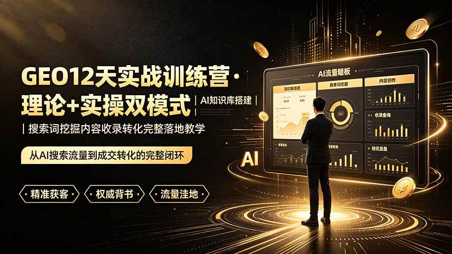 (19277期)GEO12天实战训练营·理论+实操双模式|AI知识库搭建|搜索词挖掘内容收录转化完整落地教学祝你网--专注互联网创业.信息差副业研究拒绝割韭菜祝你网