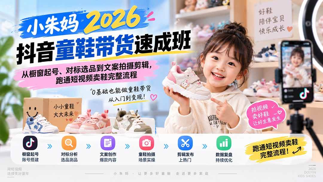 ca84d4865a4dc4b54398c052e13d28af.jpeg (20267期)小朱妈2026抖音童鞋带货速成班:从橱窗起号、对标选品到文案拍摄剪辑,跑通短视频卖鞋完整流程