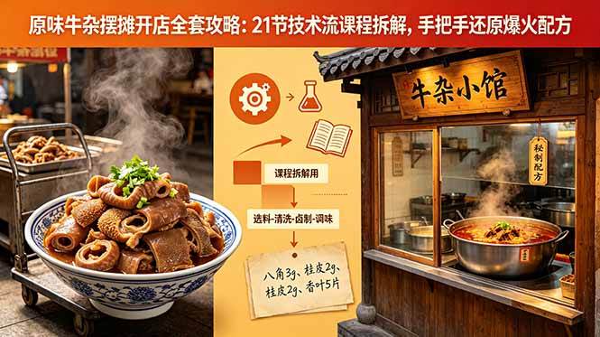 cadbc758a3cf942a09ca7a5e6a1c48e6.jpeg (18601期)原味牛杂摆摊开店全套攻略:21节技术流课程拆解,手把手还原爆火配方